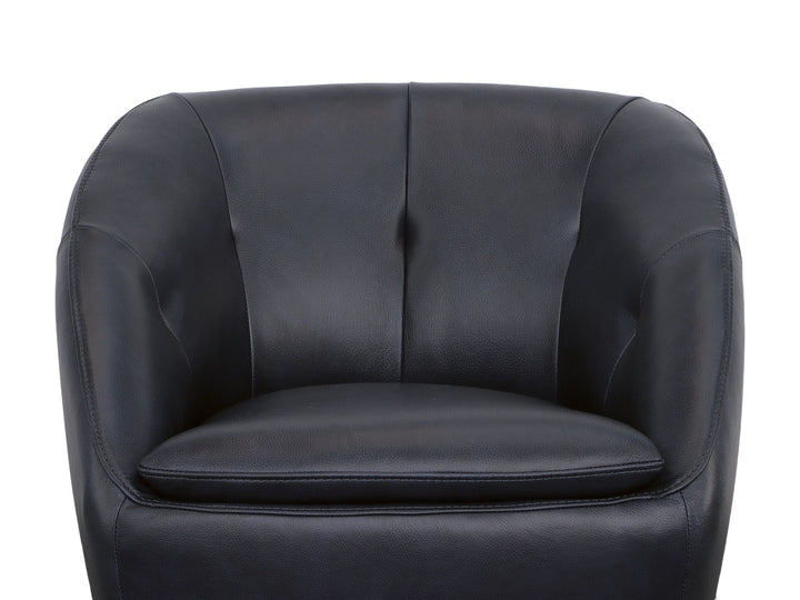 Wade Leather Swivel Chair in Midnight