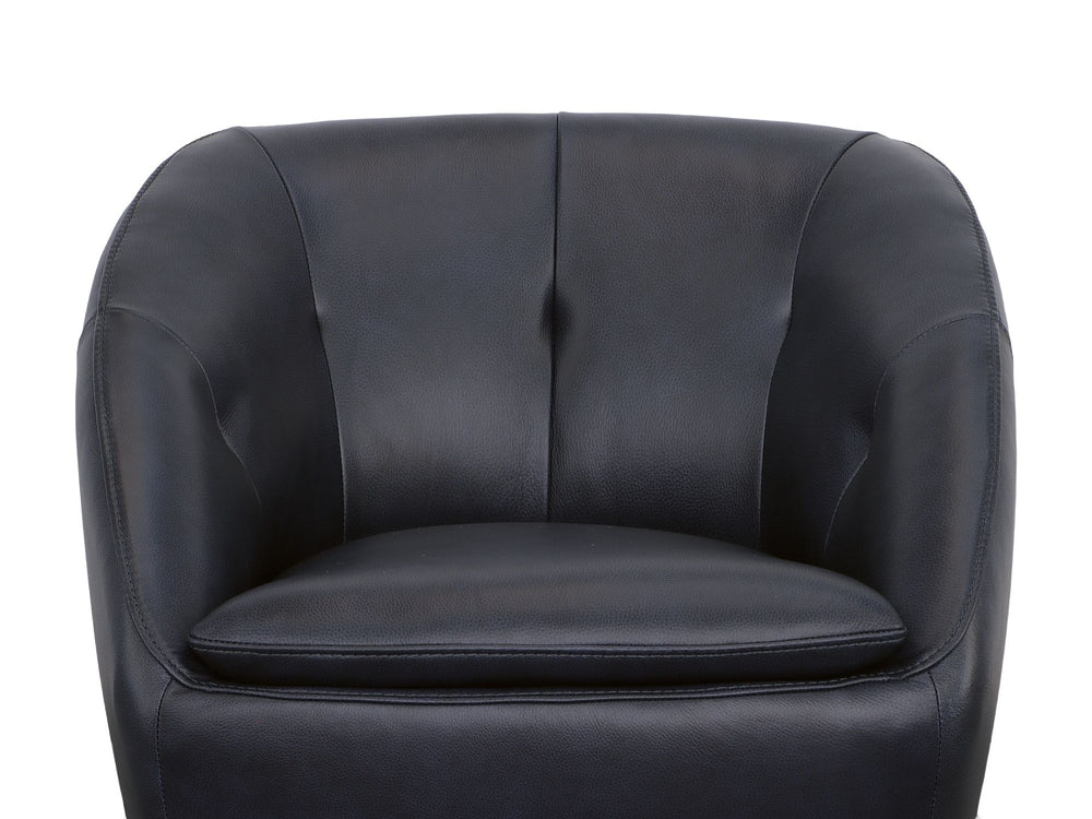 Wade Leather Swivel Chair in Midnight