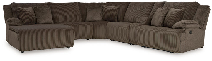 Top Tier - 6-Piece Reclining Sectional With Laf Press Back Chaise - Chocolate by Ashley Furniture product image