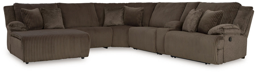 Top Tier - 6-Piece Reclining Sectional With Laf Press Back Chaise - Chocolate by Ashley Furniture product image