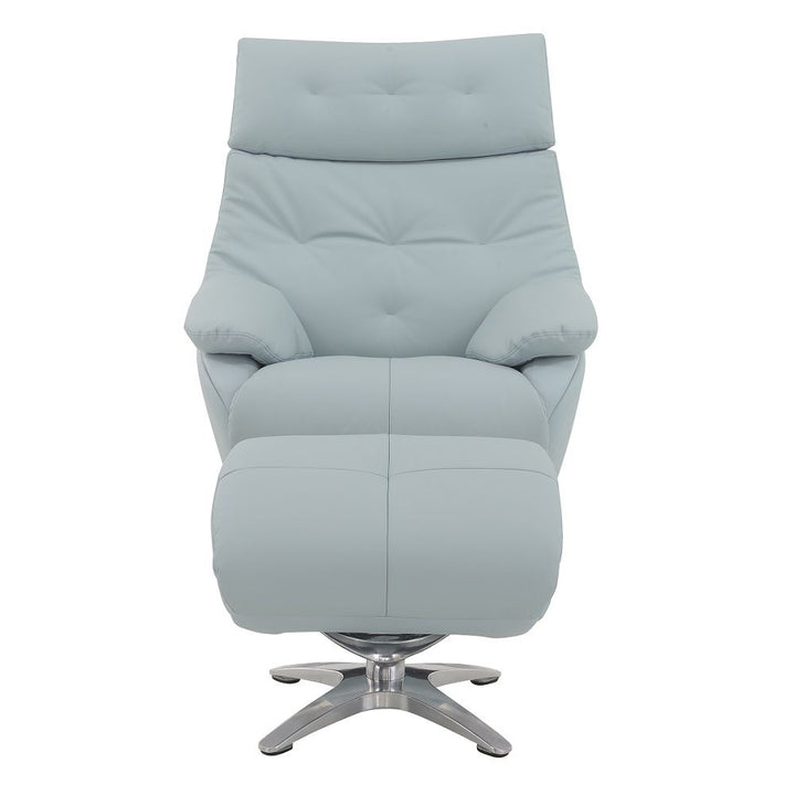 Janella - Motion Accent Chair With Swivel & Ottoman - Babyblue Leather