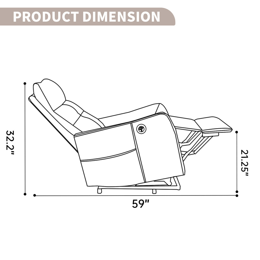 Khaki Power Lift Recliner Chair with Heat, Massage, USB Charging & Swivel for Elderly