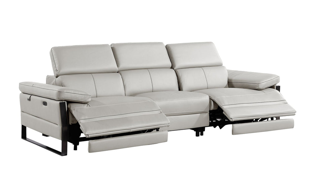 DivanItalia 1246 Modular Power Dual Reclining Sofa with Power Reclining Headrests – Top Grain Italian Leather - Light Gray