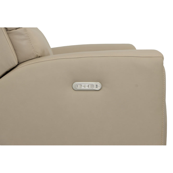 Jarvis Leather Power Reclining Loveseat with Power Headrests in Parchment