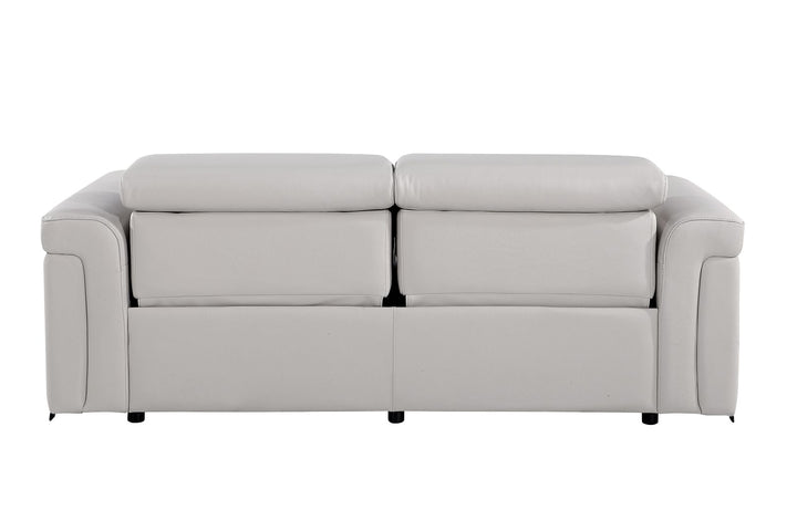 DivanItalia 1126 Power Reclining Sofa in Top Grain Italian Leather with 2 Power Recliners &amp; Power Headrests - Light Gray