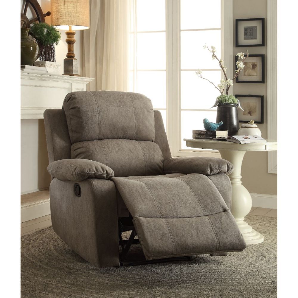 Bina - Motion Recliner - Gray Polished Microfiber