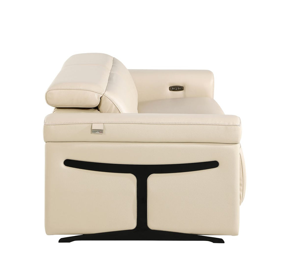 DivanItalia 1126 Power Reclining Sofa in Top Grain Italian Leather with 2 Power Recliners & Power Headrests - Beige