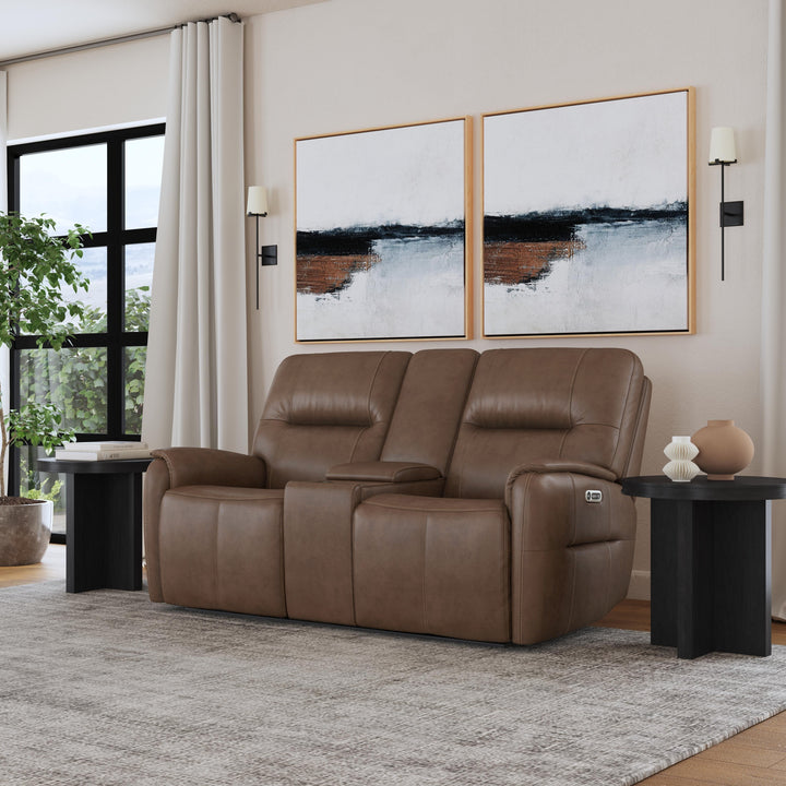 Wilson Power Reclining Loveseat With Console And Power Headrests Café