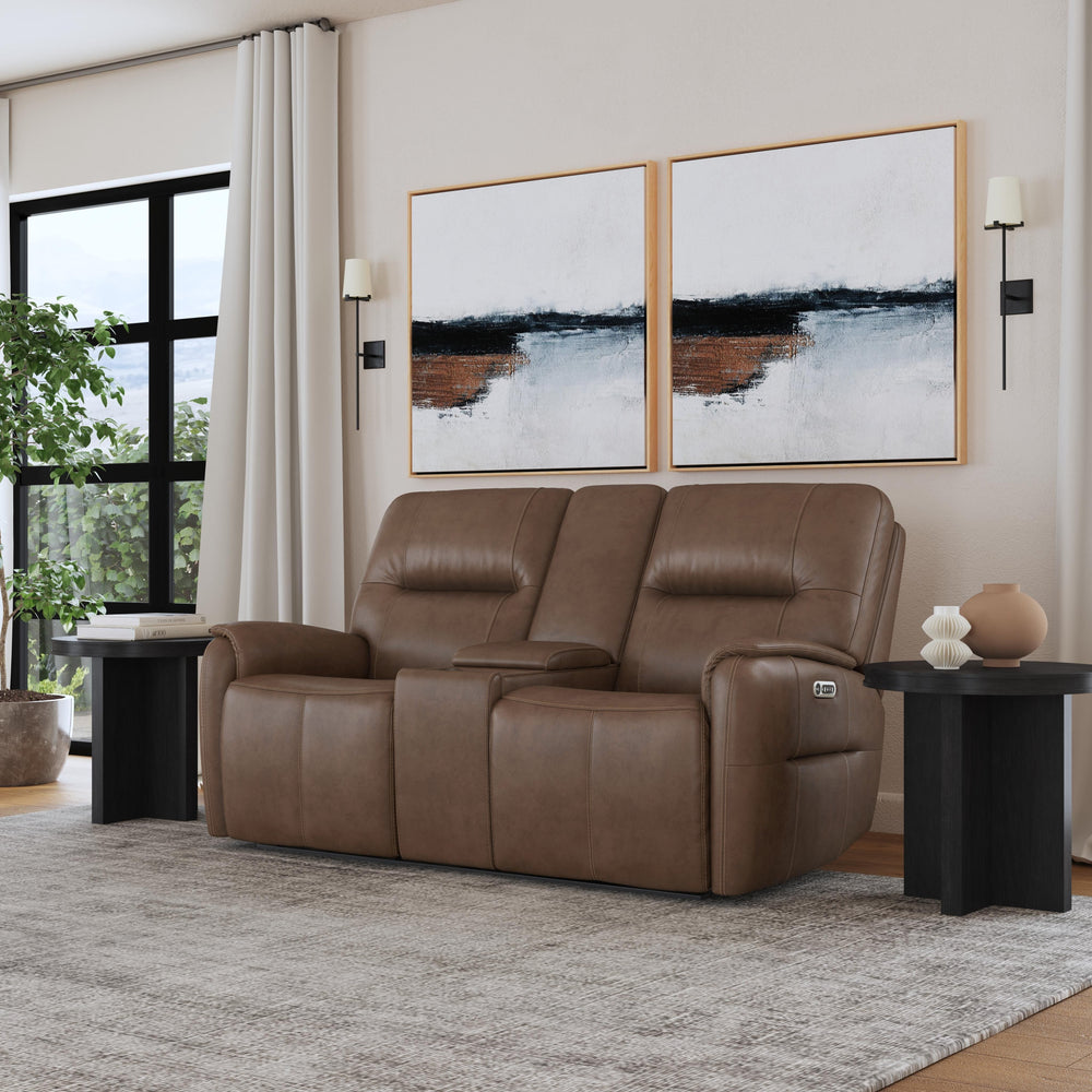 Wilson Power Reclining Loveseat With Console And Power Headrests Café