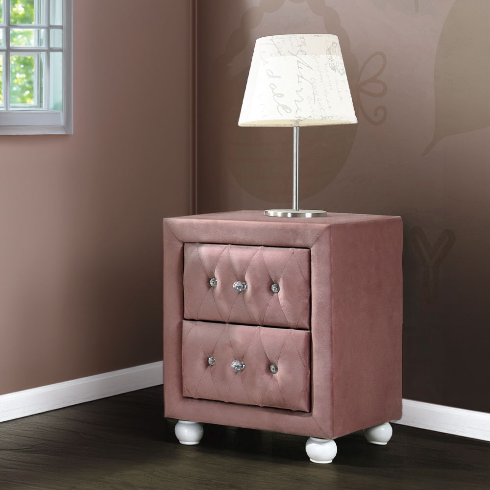 ACME Furniture Reggie Nightstand Pink Fabric