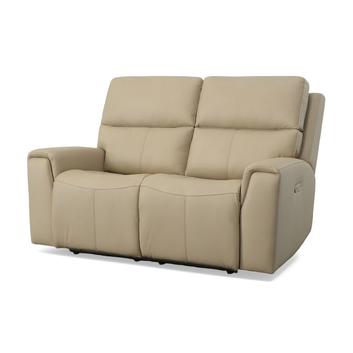 Jarvis Leather Power Reclining Loveseat with Power Headrests in Parchment