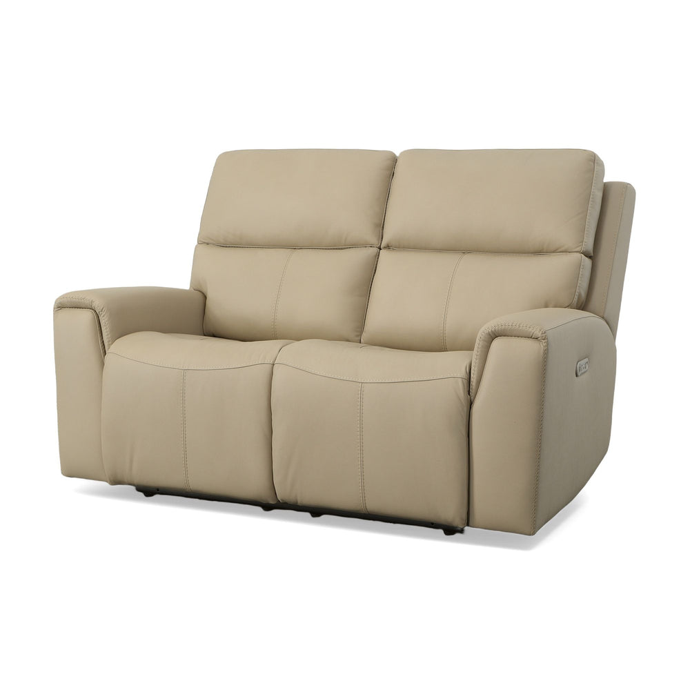 Jarvis Leather Power Reclining Loveseat with Power Headrests in Parchment