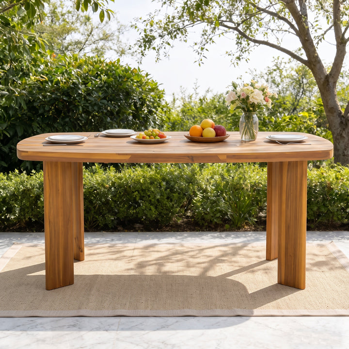 71" Acacia Wood Outdoor Dining Table – Teak