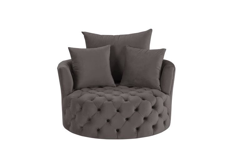 Zunyas - Accent Chair With Swivel - Gray Velvet