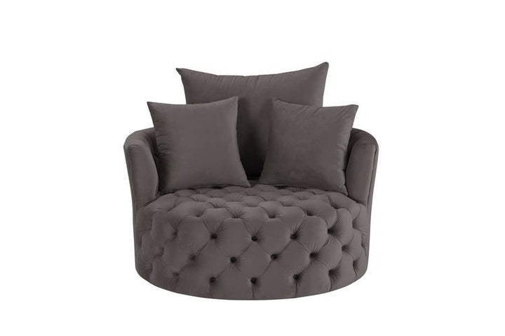 Zunyas - Accent Chair With Swivel - Gray Velvet