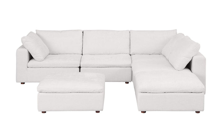 DivanItalia 1100 6-Piece Right Arm Facing 3-Seat Sectional – Top-Grain Italian Leather - Pearl