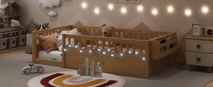 twin-montessori-floor-bed-frame-with-high-rails-and-storage-shelf-natural