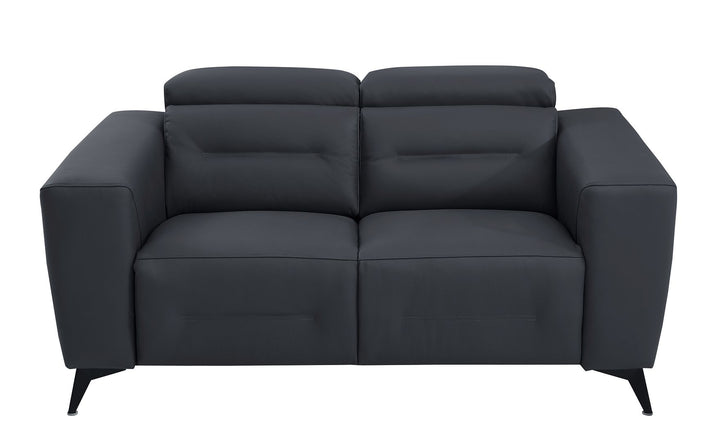 DivanItalia 989 Power Reclining 2-Piece Sofa Set with Power Headrest in Top-Grain Italian Leather - Dark Gray