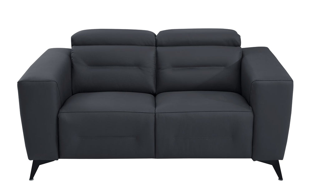 DivanItalia 989 Power Reclining 2-Piece Sofa Set with Power Headrest in Top-Grain Italian Leather - Dark Gray