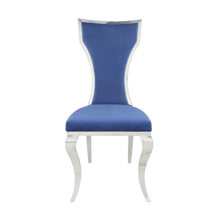 Azriel - Side Chair Set of 2) - Blue Velvet & Mirroed Silver