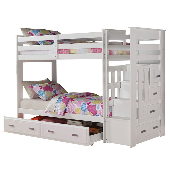 Allentown - Twin Over Twin Bunk Bed With Trundle & Storage - White