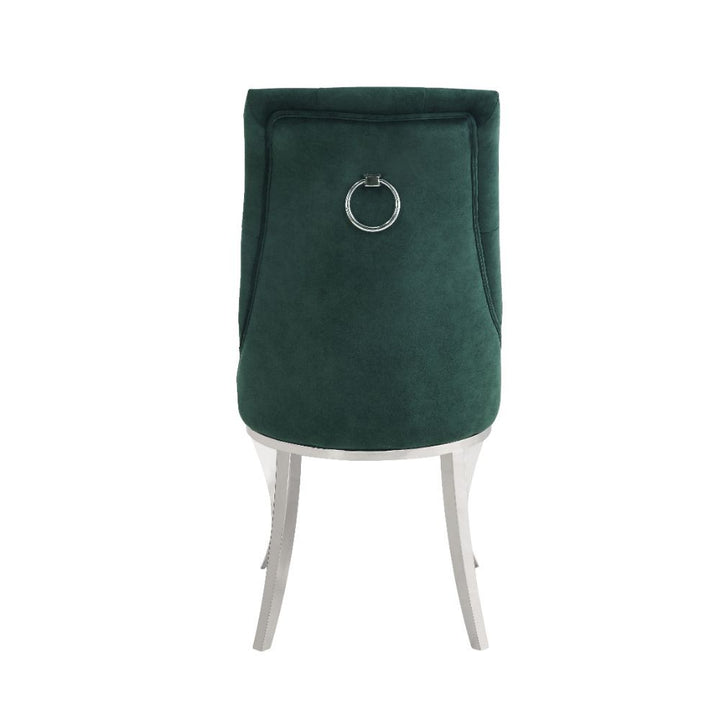 Dekel - Side Chair Set of 2) - Green Fabric & Stainless Steel
