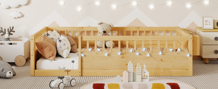twin-montessori-floor-bed-frame-with-high-rails-and-storage-shelf-natural