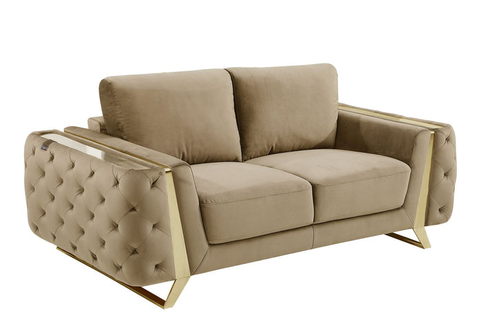 DivanItalia 1051 3-Piece Sofa Set in Velvet Fabric - Cream