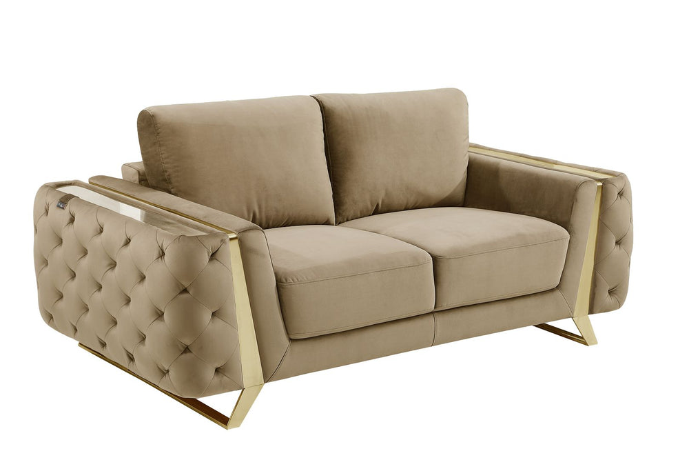 DivanItalia 1051 3-Piece Sofa Set in Velvet Fabric - Cream