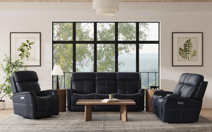 Flexsteel 1524-63PH-05040 View  Power Reclining Sofa With Console, Power Headrests & Lumbar  Blue