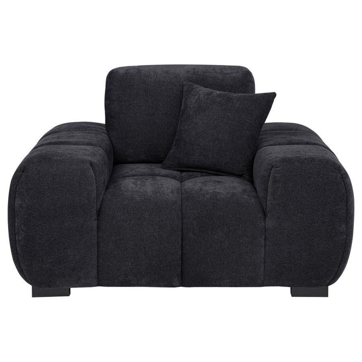 Octavia - Fabric Upholstered Track Arm Accent Chair - Black