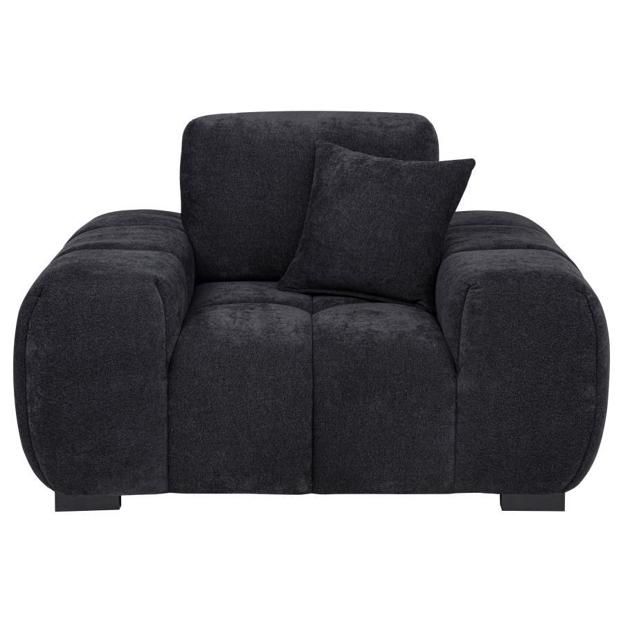 Octavia - Fabric Upholstered Track Arm Accent Chair - Black