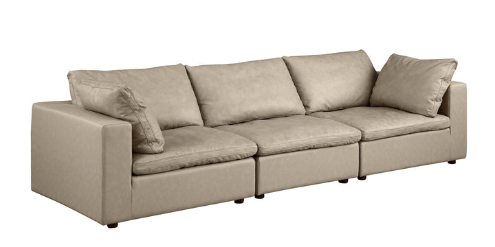 DivanItalia 1100 3-Piece Sofa Set with Ottoman – Top-Grain Italian Leather - Beige