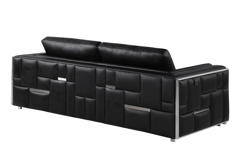 DivanItalia 1130 Sofa in Top-Grain Italian Leather - Black
