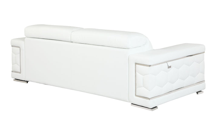 DivanItalia 692 Sofa with Adjustable Headrest in Top-Grain Italian Leather - White