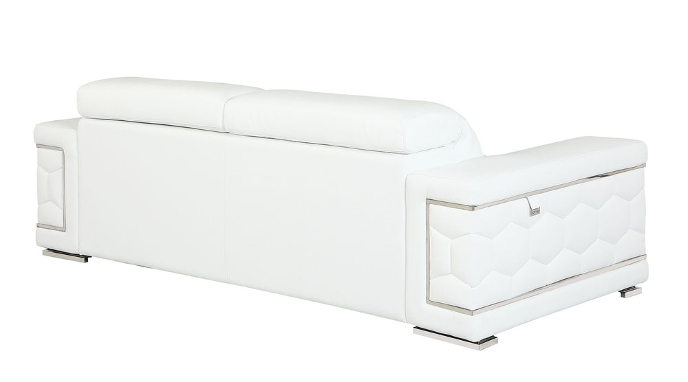 DivanItalia 692 Sofa with Adjustable Headrest in Top-Grain Italian Leather - White