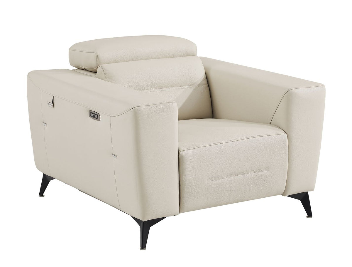DivanItalia 989 Power Reclining Arm Chair with Power Headrest in Top-Grain Italian Leather - Beige