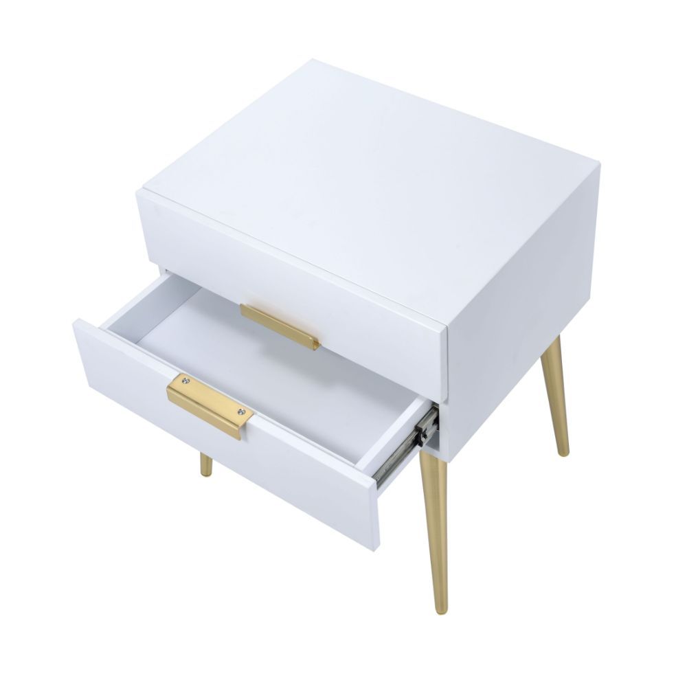 Denvor - End Table - White & Gold