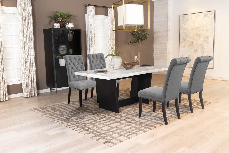 Coaster Furniture Sherry - 5 Piece Rectangular Marble Top Dining Table Set - Gray