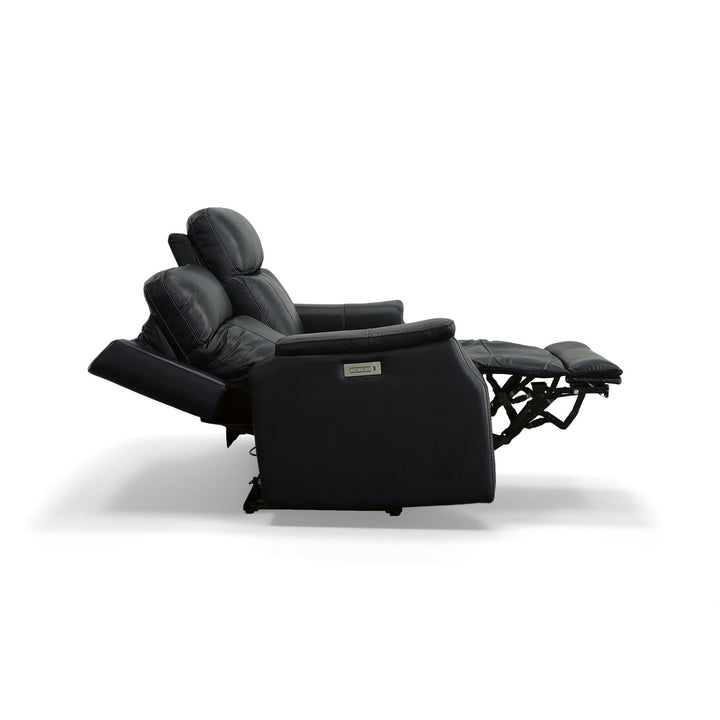 Easton Leather Power Reclining Loveseat with Power Headrests &amp; Lumbar in Ocean
