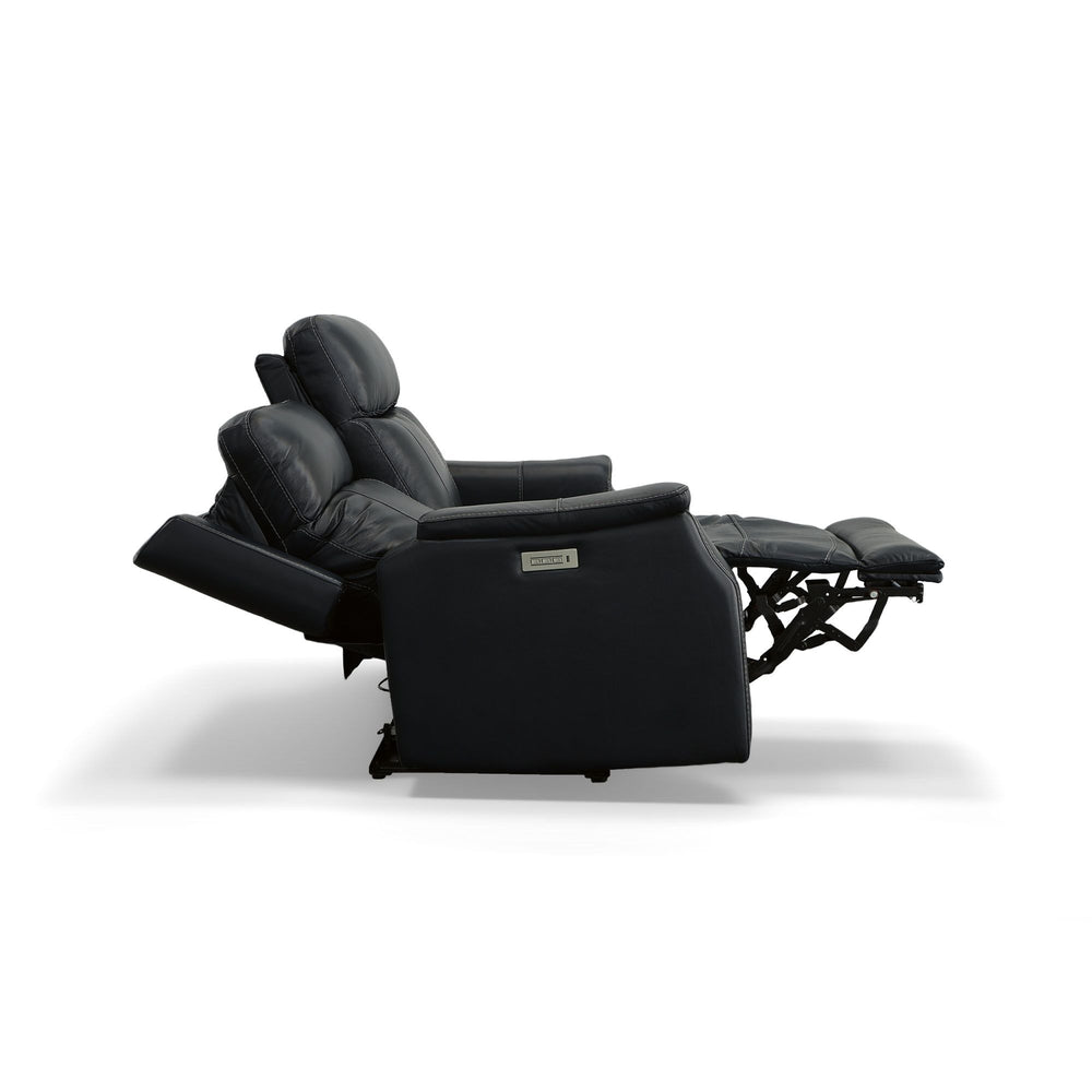 Easton Leather Power Reclining Loveseat with Power Headrests & Lumbar in Ocean