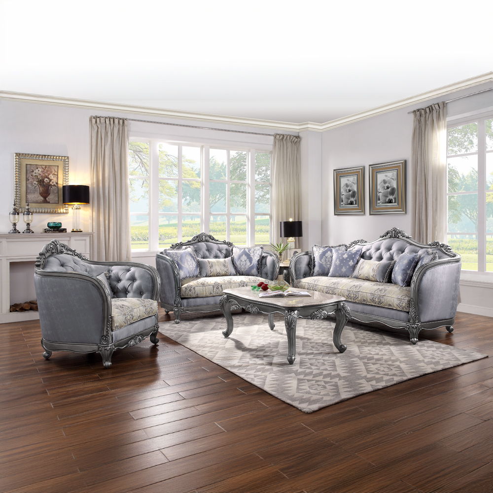 Ariadne - Coffee Table - Marble Top & Platinum