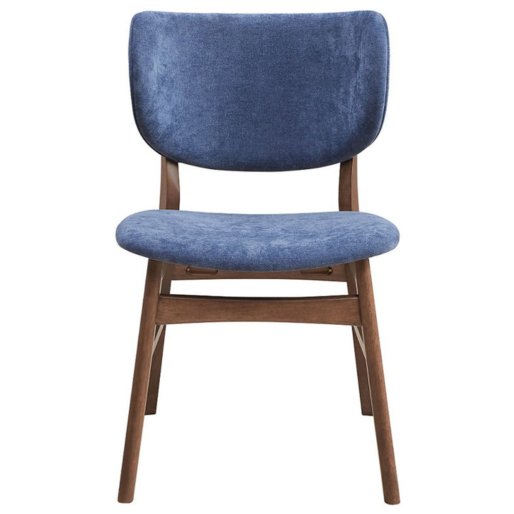 Bevis - Side Chair Set of 2) - Blue Fabric & Walnut