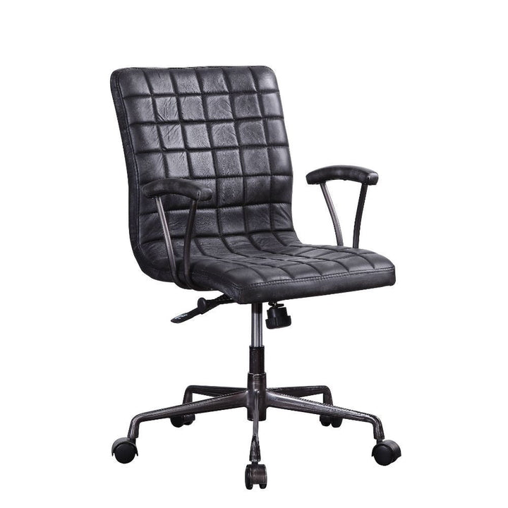 Barack - Office Chair - Vintage Black Top Grain Leather & Aluminum