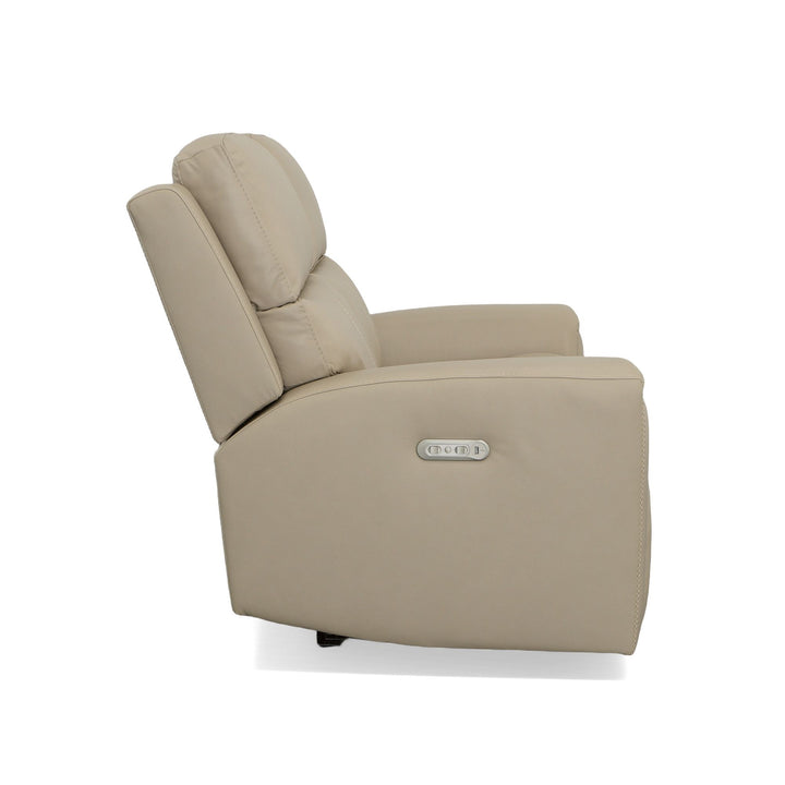 Jarvis Leather Power Reclining Loveseat with Power Headrests in Parchment