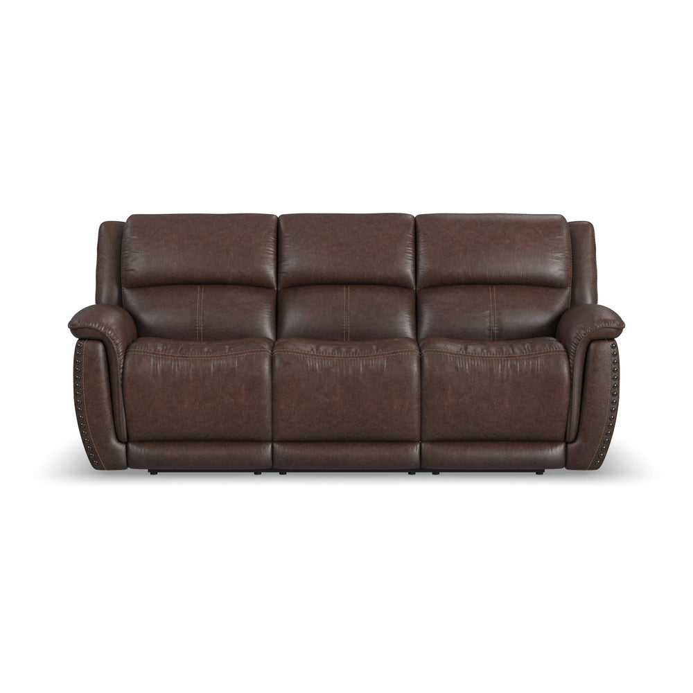 Beau Fabric Power Reclining Sofa with Power Headrests in Sable