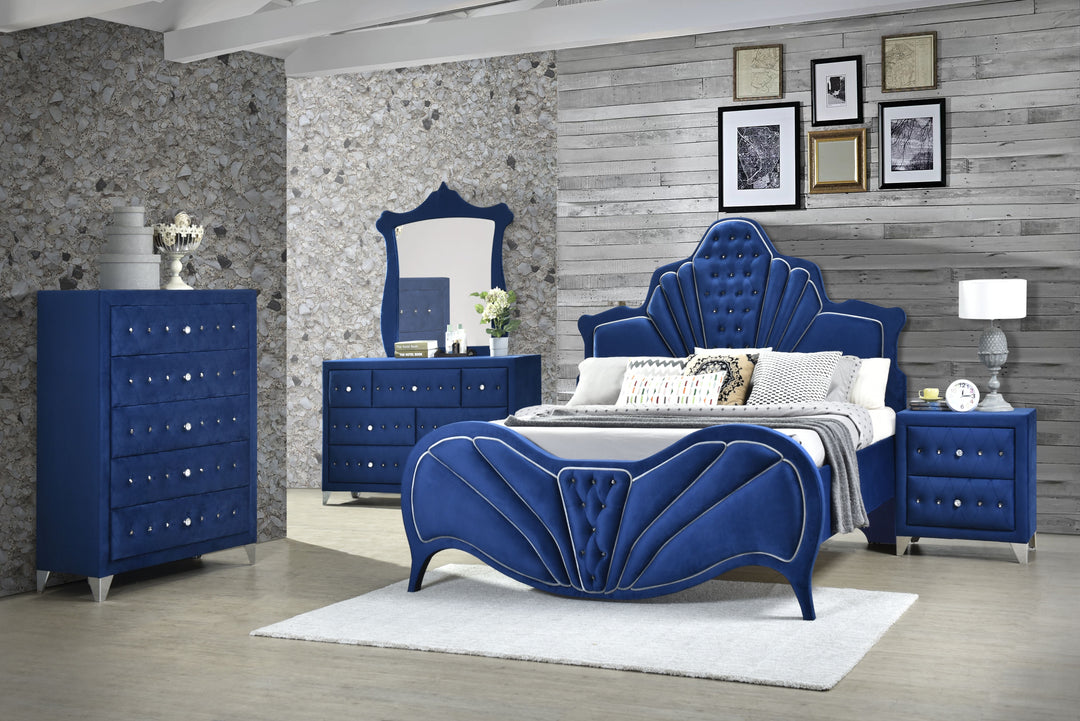 Dante - Eastern King Bed - Blue Velvet