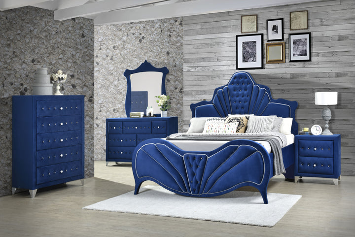 Dante - Eastern King Bed - Blue Velvet