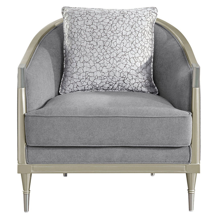 Fernando - Chair With Pillow - Gray Chenille & Champagne