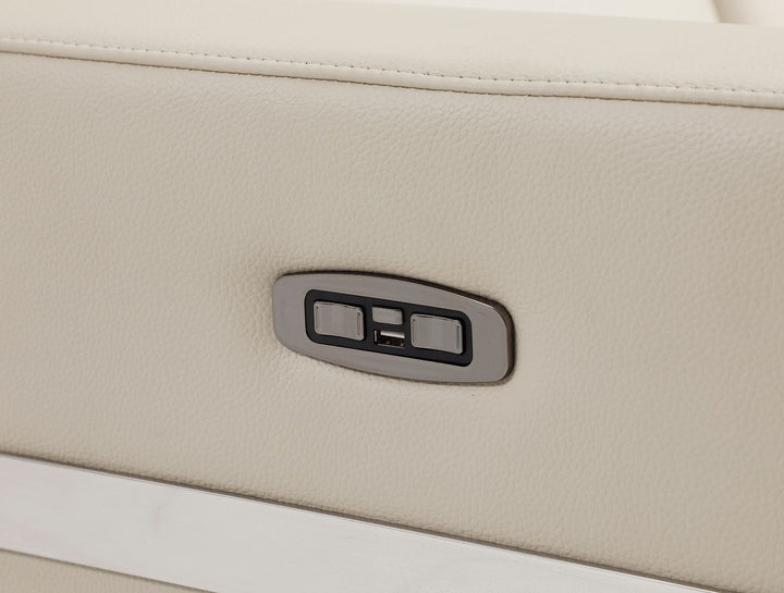 DivanItalia 990 Power Reclining Sofa with Power Headrest in Top-Grain Italian Leather - Beige